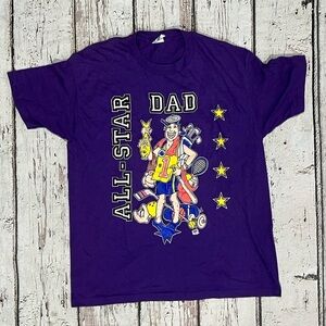 Vintage 80s All - Star Dad Father's Day 80s Dad Gift Crewneck Tee Tshirt